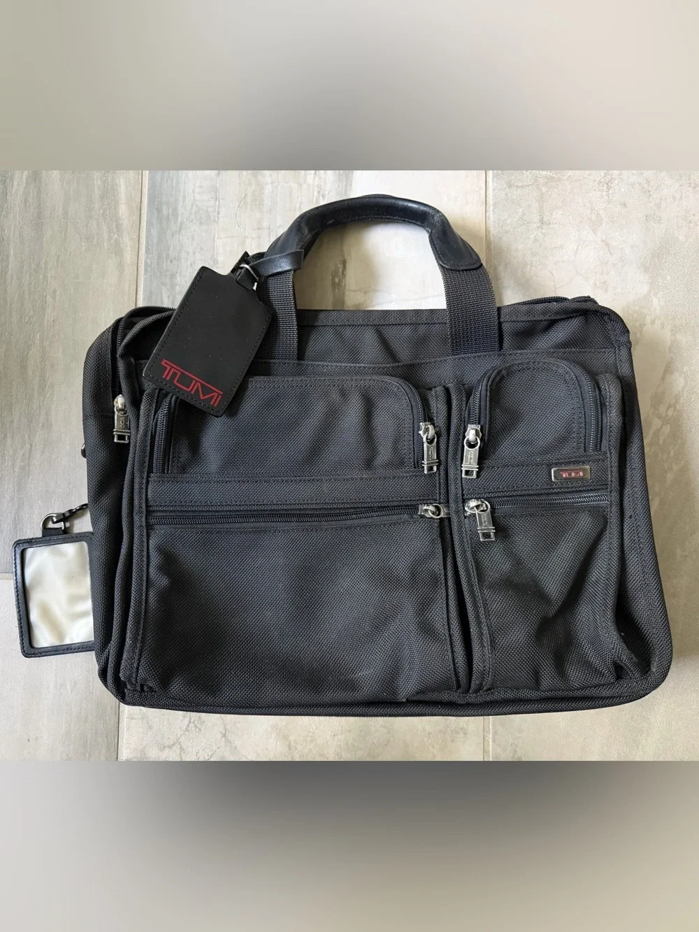 Tumi Large Black Canvas Travel Business Briefcase Lap Top Tote Bag
